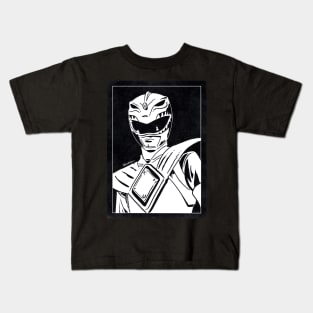 GREEN RANGER - Mighty Morphin Power Rangers (Black and White) Kids T-Shirt